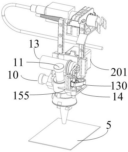 ACCELaser patent drawing of the dynamic focus galvo module, two scan devices and coarse Z mechanism